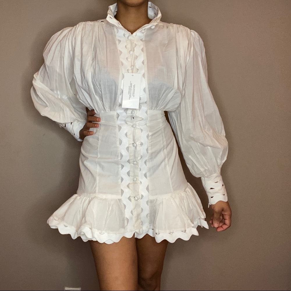 Egg Shell Colored Long Sleeve Dress - Picture 2 of 5